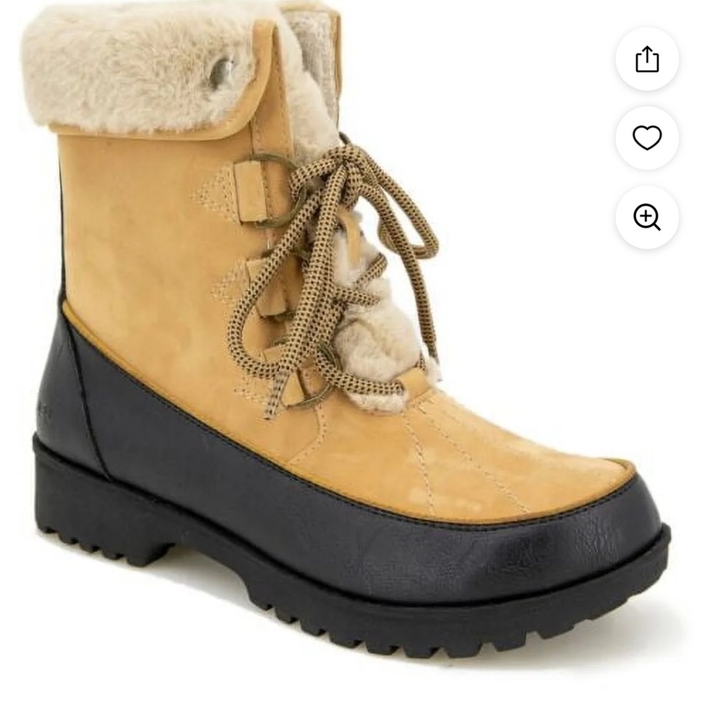 JBU Tan/Black Faux Fur Lace Up Snow Boots Women’s Size 10